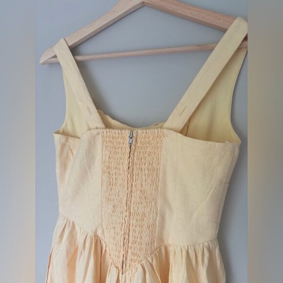 NEW Reformation Balia Linen Midi Dress in Parmesan Light Yellow | US 2 UK 6 - Picture 15 of 16